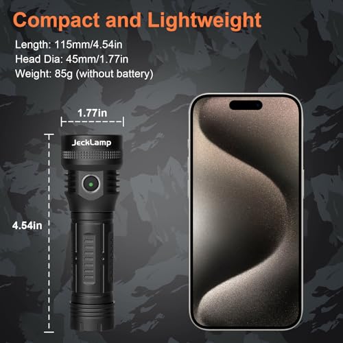 Tactical 1270High Lumens Flashlight with 6 Modes, Rechargeable Led Flashlight with Type-C Cable, IPX8 Waterproof EDC Flashlight for Camping Emergency Everyday Use|B0DBKVXD4Z