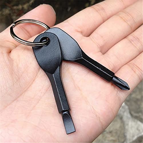 ROSTIVO Screwdriver Keychain Pocket Repair Tool Multi Mini Cool Gadgets for Men Small Gift for Women (Black)|B09QKLHG3Y