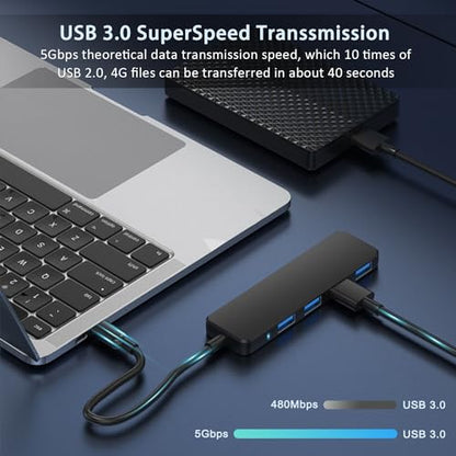 USB 3.0 Hub, VIENON 4-Port USB Hub USB Splitter USB Expander for Laptop, Xbox, Flash Drive, HDD, Console, Printer, Camera,Keyborad, Mouse(Not for Charging)|B09MLRPTT2