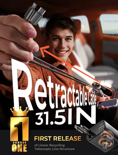 LISEN Retractable Car Charger, 69W Cars Adapter USB C Fast Charger, Car Accessories for Women Men, Christmas for Gifts for Dad Mom, Gifts for Men Women, for iPhone 17 Pro Max Air 16 15 14 13 Plus|B0D4215HCX